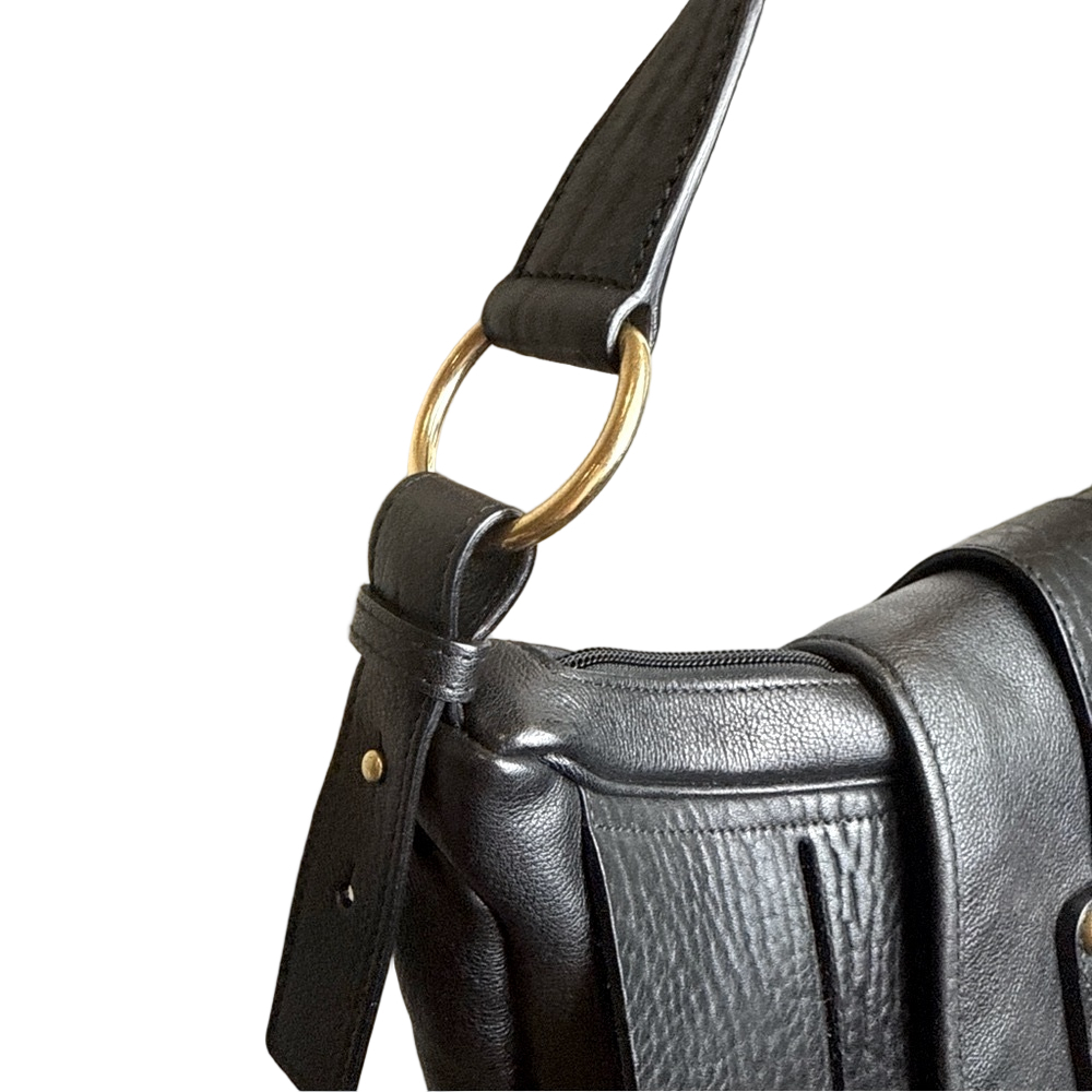 Yves Saint Laurent Rive Gauche Hobo Shoulder Bag Black Leather Large - Picture 8 of 13